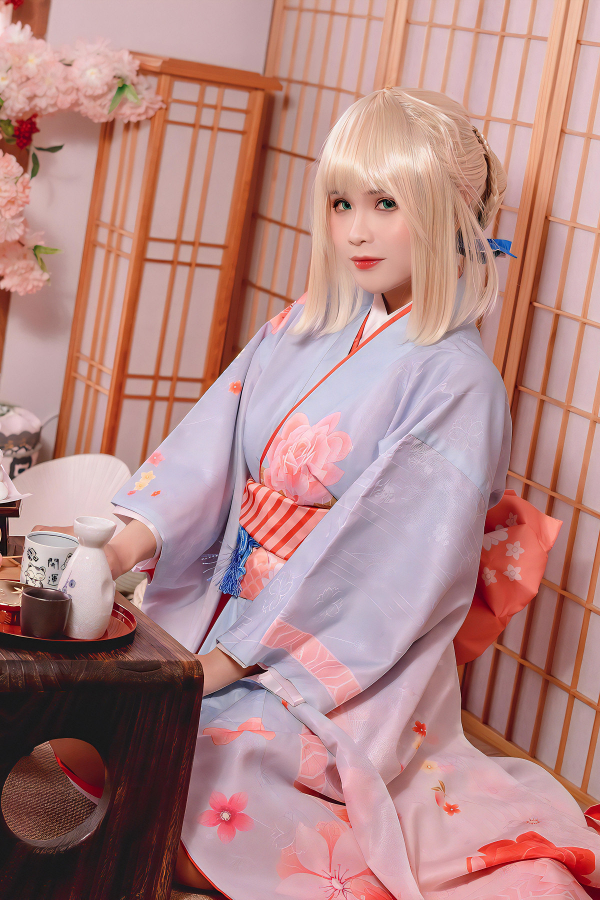 Cosplay Pyonピオン Saber セイバー Kimono
