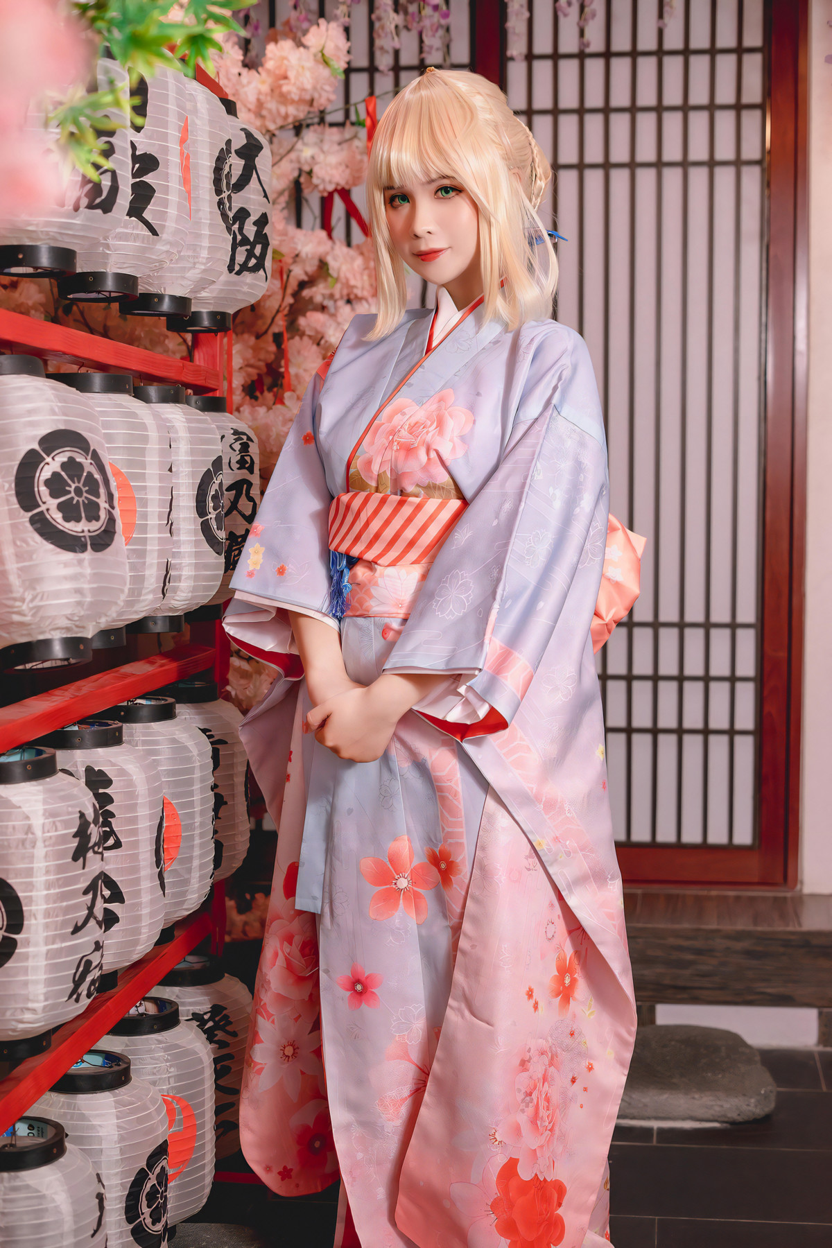 Cosplay Pyonピオン Saber セイバー Kimono