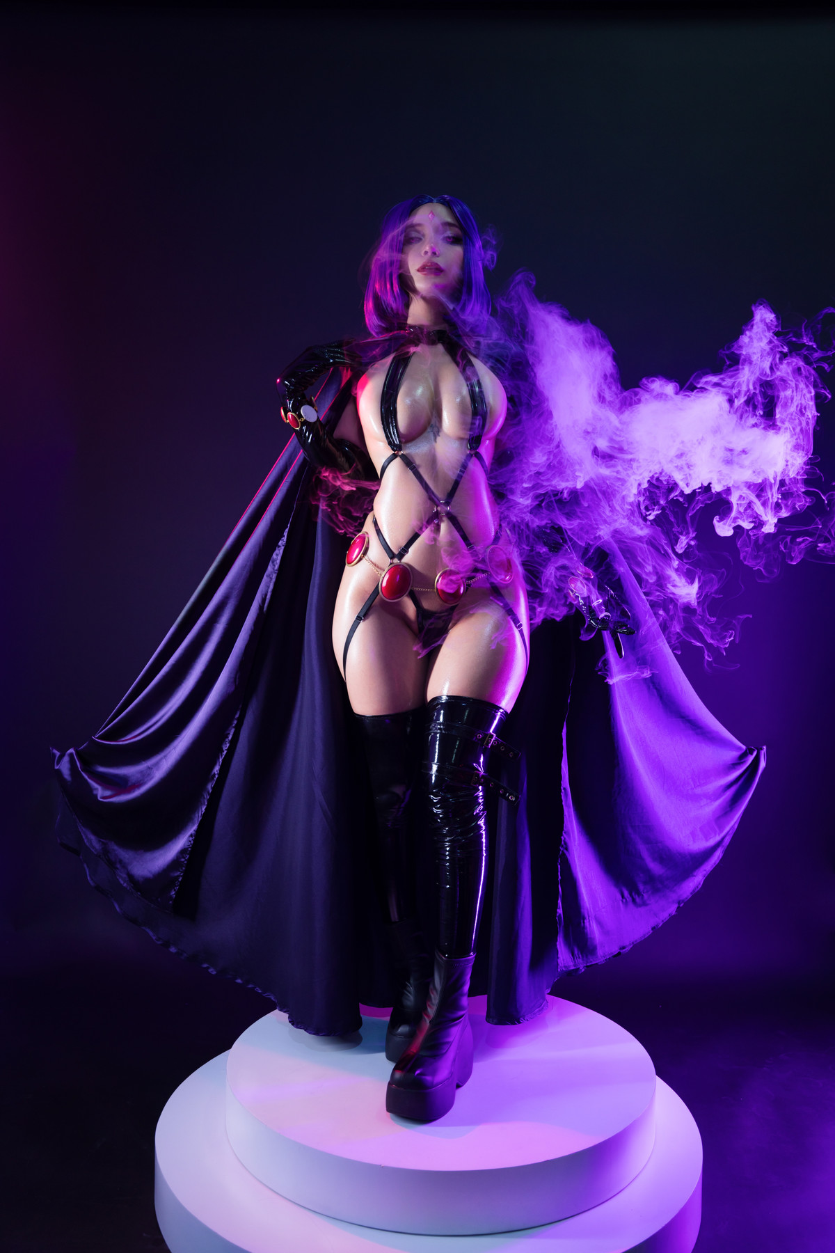 Горячий и роскошный Cosplay Umeko.J Raven Latex Lingerie Set.01 Leak