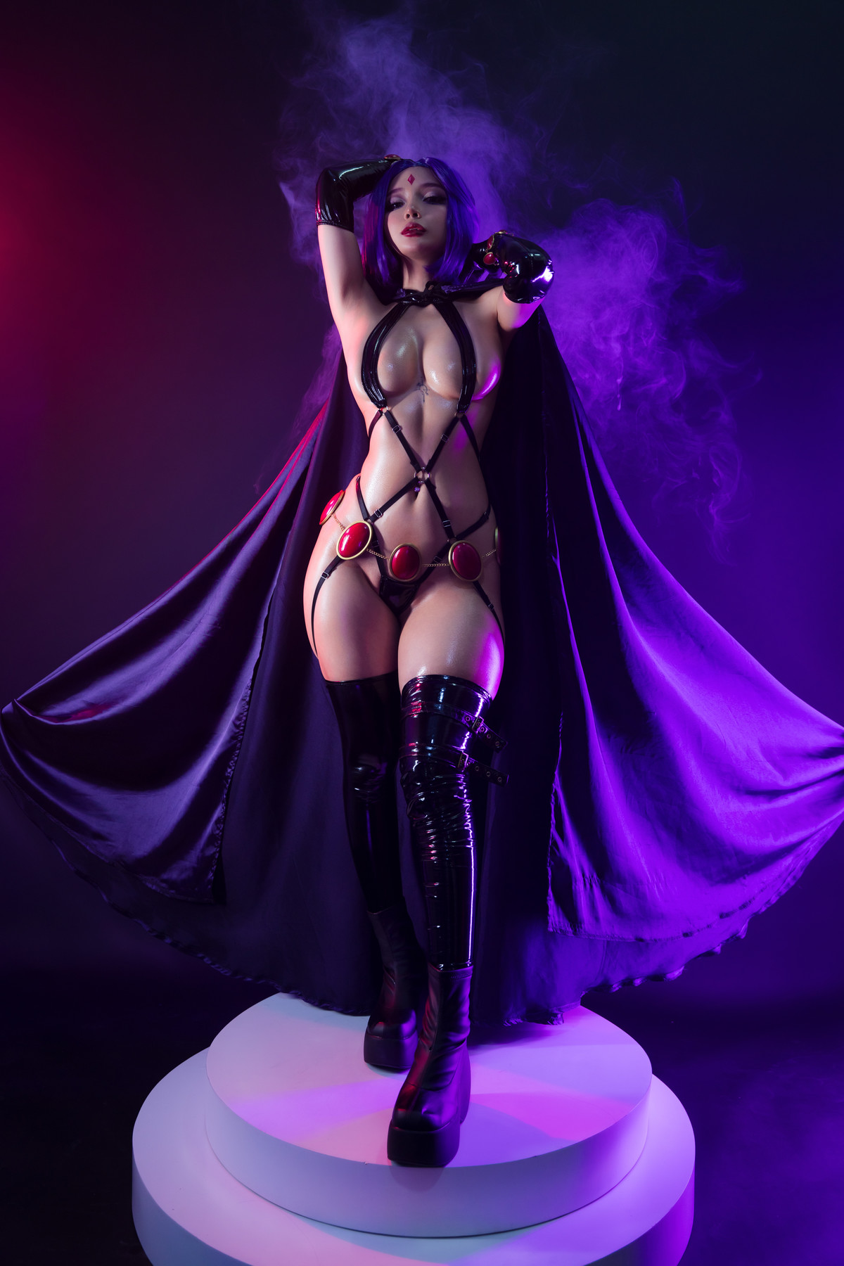 Эротический Cosplay Umeko.J Raven Latex Lingerie Set.01 anime