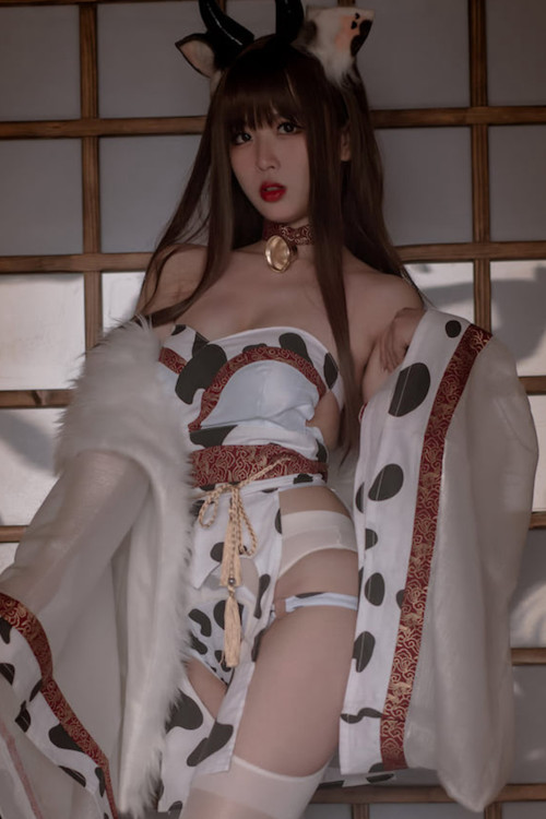 Cosplay 轩萧学姐 牛牛和服 Cow Cow