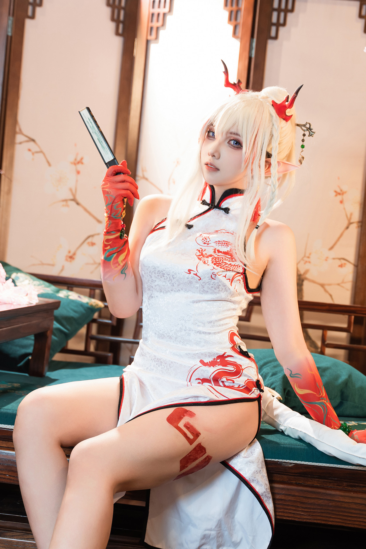 Cosplay 小和甜酒 & 橙风千雅 明日方舟年夕旗袍双人御守 Set.03