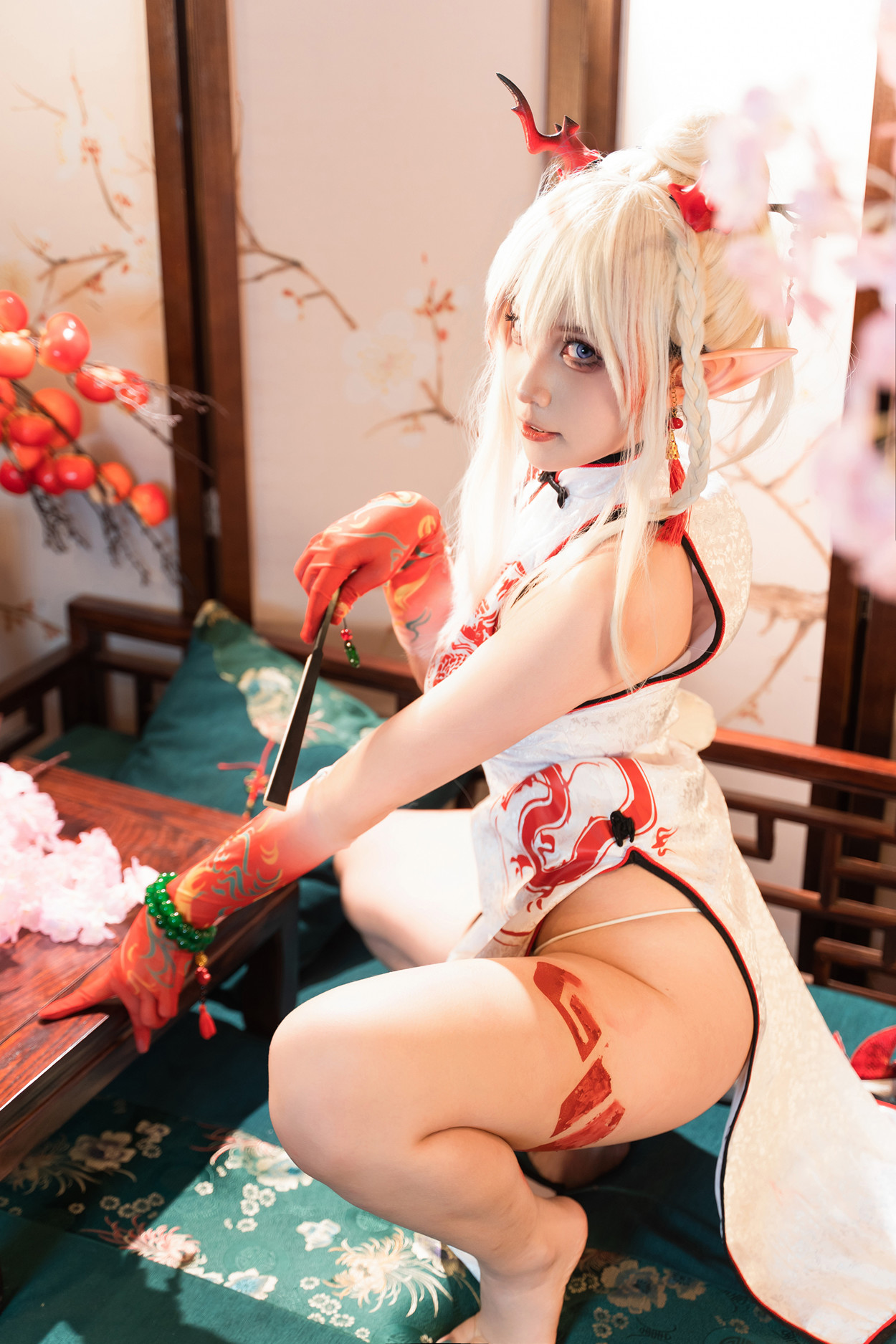 Cosplay 小和甜酒 & 橙风千雅 明日方舟年夕旗袍双人御守 Set.03
