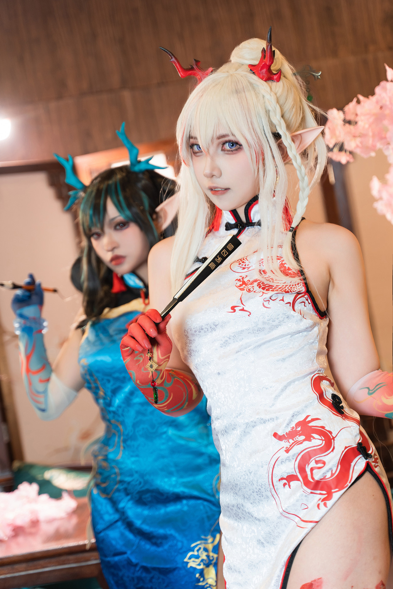 Cosplay 小和甜酒 & 橙风千雅 明日方舟年夕旗袍双人御守 Set.03