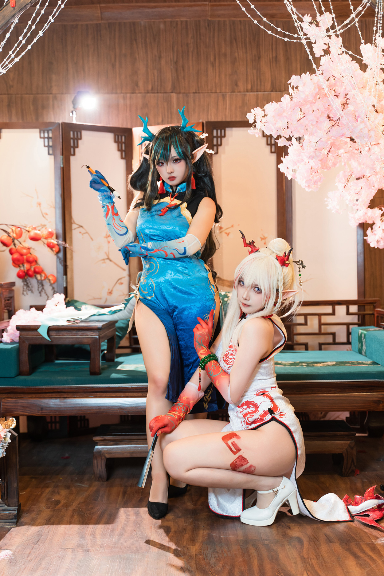 Cosplay 小和甜酒 & 橙风千雅 明日方舟年夕旗袍双人御守 Set.03