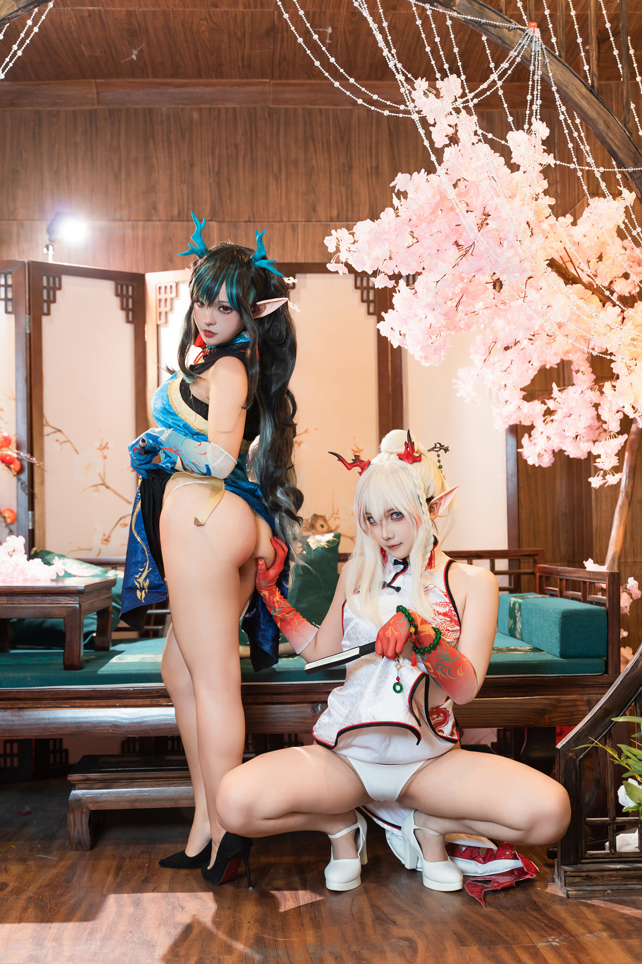 Cosplay 小和甜酒 & 橙风千雅 明日方舟年夕旗袍双人御守 Set.03