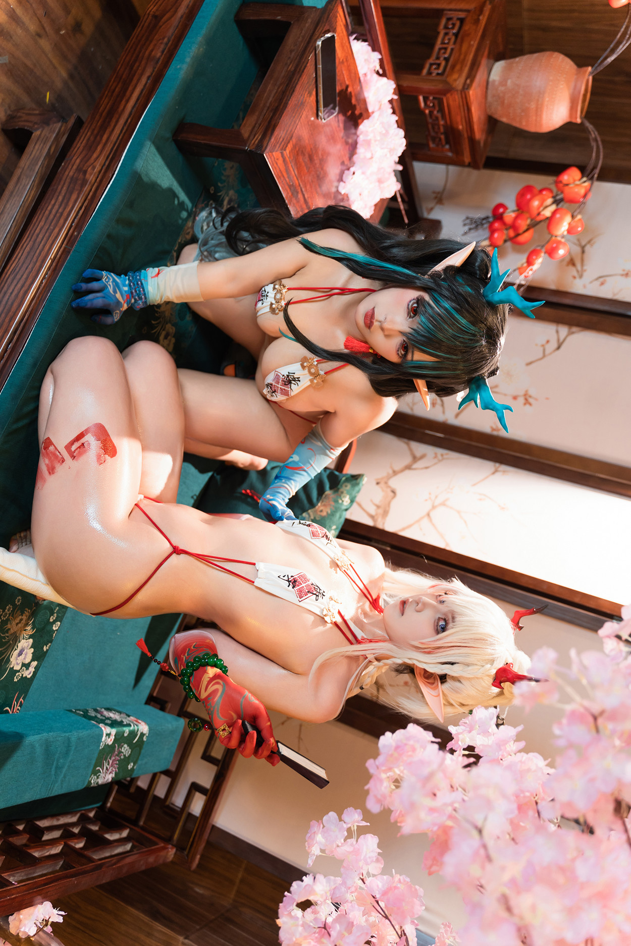Cosplay 小和甜酒 & 橙风千雅 明日方舟年夕旗袍双人御守 Set.03