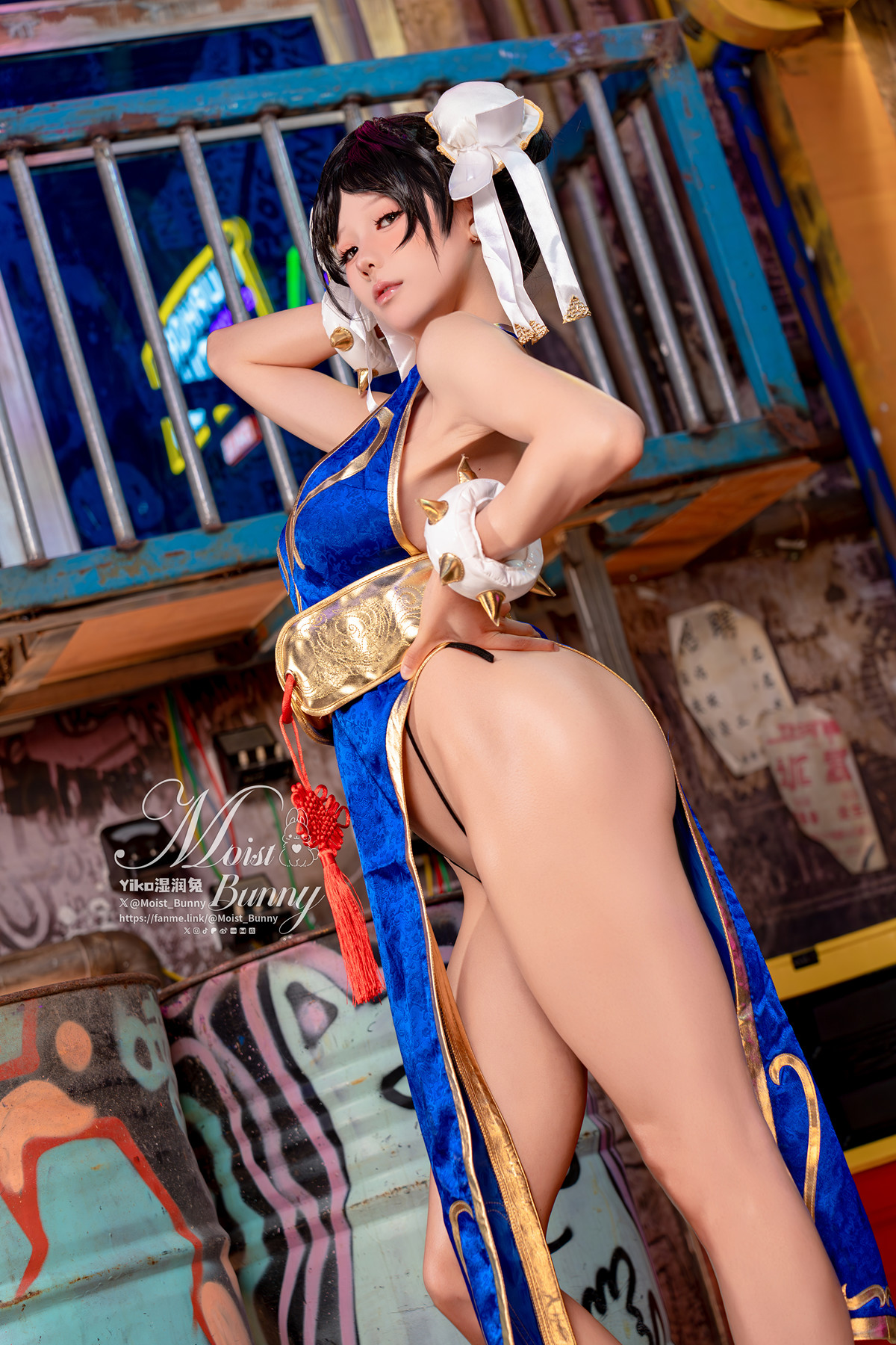 Cosplay 黏黏团子兔 – 2月作品『街霸 春丽』桃花旗袍 Set.01
