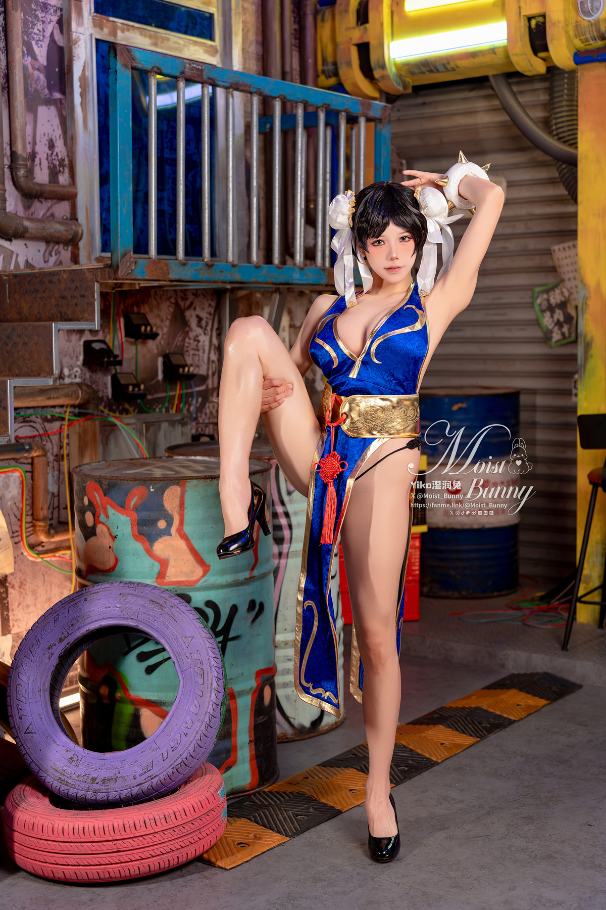 Cosplay 黏黏团子兔 – 2月作品『街霸 春丽』桃花旗袍 Set.01