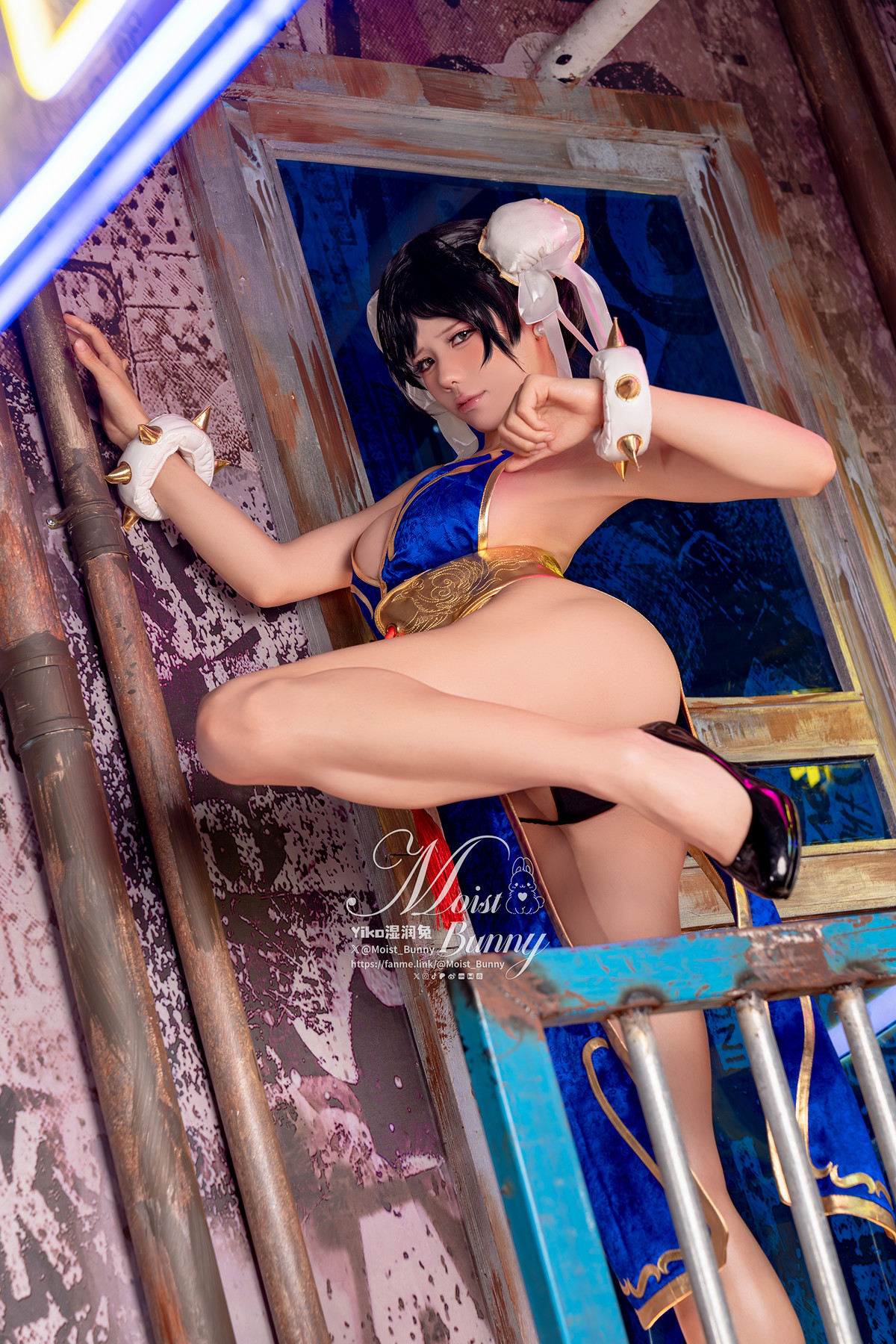 Cosplay 黏黏团子兔 – 2月作品『街霸 春丽』桃花旗袍 Set.01